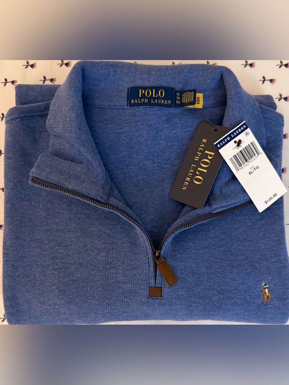 Polo Ralph Lauren Quarter-Zip Sweater – Blue – Men’s XL – NWT